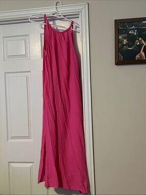 Women's Hot Pink Sleeveless Maxi Dress